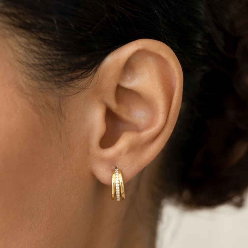 Linjer Livna Gemstone Huggie Hoop Earrings